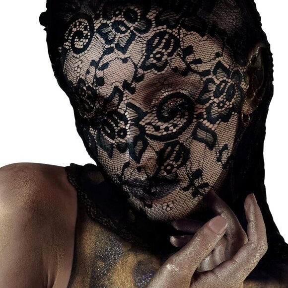 Lace Hole Full Face Mask Gothic Sexy Halloween Adult Spandex Cloth Cosplay Mask - Picture 1 of 5